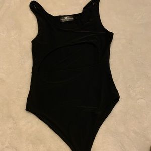Black cutout underboob bodysuit rave wear S